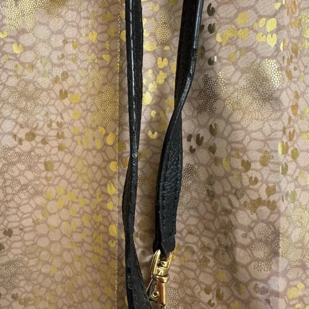 Michael Kors Black Gold Logo Pebble Leather Clutch Wristlet Zip Bag